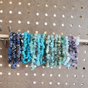 Chunky Chip Stone Bracelets in Ocean Tones.  1000